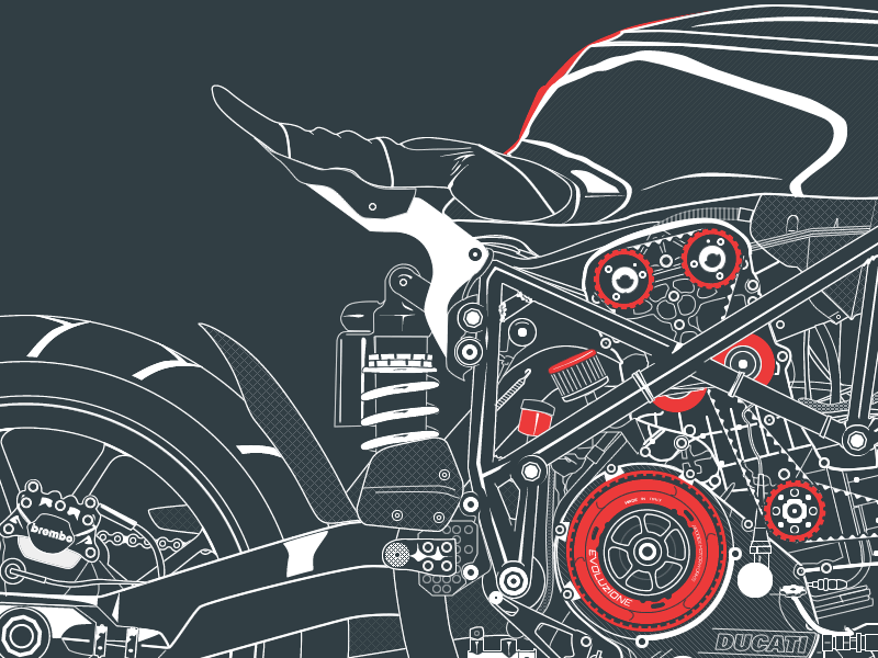 Francesca artwork blueprint ducati flat illustration moto motorcycle simple