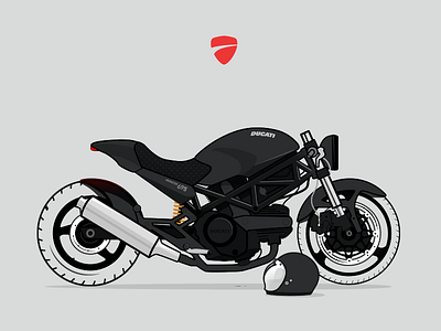 Ducati Monster artwork ducati flat illustration moto motorcycle simple