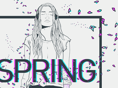 Spring Stereo Girl artwork flat girl illustration simple spring stereo