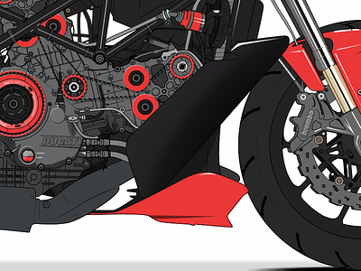 Francesca Colored artwork blueprint ducati flat illustration moto motorcycle simple