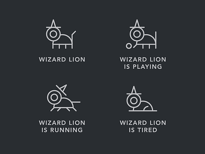 Wizard Lion icons illustration line lion oneline wizard