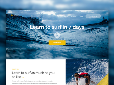 Surf Shack front page shack surf surfing website yellow