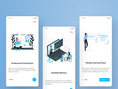 Onboarding screen for an online learning platform ui ux