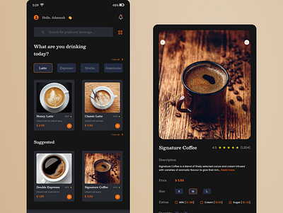 Online Coffee App coffee app design figma mobile app ui ux web design