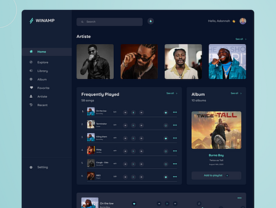 Redesign of WINAMP Music Player App design desktop app figma redesign ui ux winamp music player