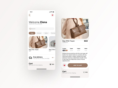 Online shop App/UI concept bags bags shop cards ui ecommerce app figma mobile mobile app mobile app design shopping app ui ux