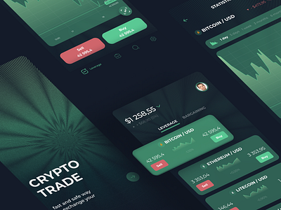 Crypto Trade App/Cryptocurrency App app apps bitcoin blockchain crypto cryptocurrency currency green mobile mobileapp nft ui ux wallet