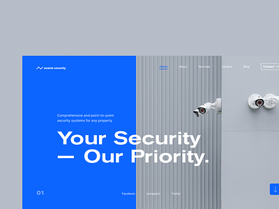 Web concept_Security blue clean design figma landing minimal security split ui video web