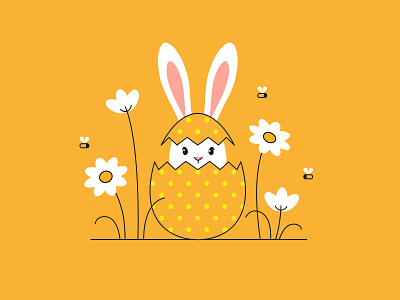 Happy Easter! bunny cute easter egg illustration rabbit vector