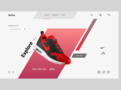 Shoe shop web landing android app design graphic design icon logo typography ui vector web