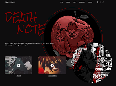 Web design for Anime fansite anime anime art black death note design fansite red shot ui web webdesign