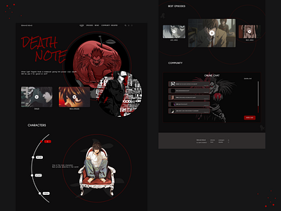 Design concept for the anime fansite. anime anime art anime studio death note desigh design designconcept fansite shot ui uidesign ux uxdesign uxui web webdesign