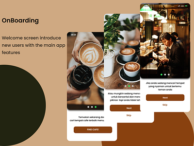 UI/UX Design - OnBoarding Find Cafe Mobile Apps cafe e commerce find cafe login mobile apps onboarding onboarding ui portofolio uiux website