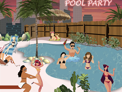 Pool Party animation art design graphic design illustration illustrator minimal