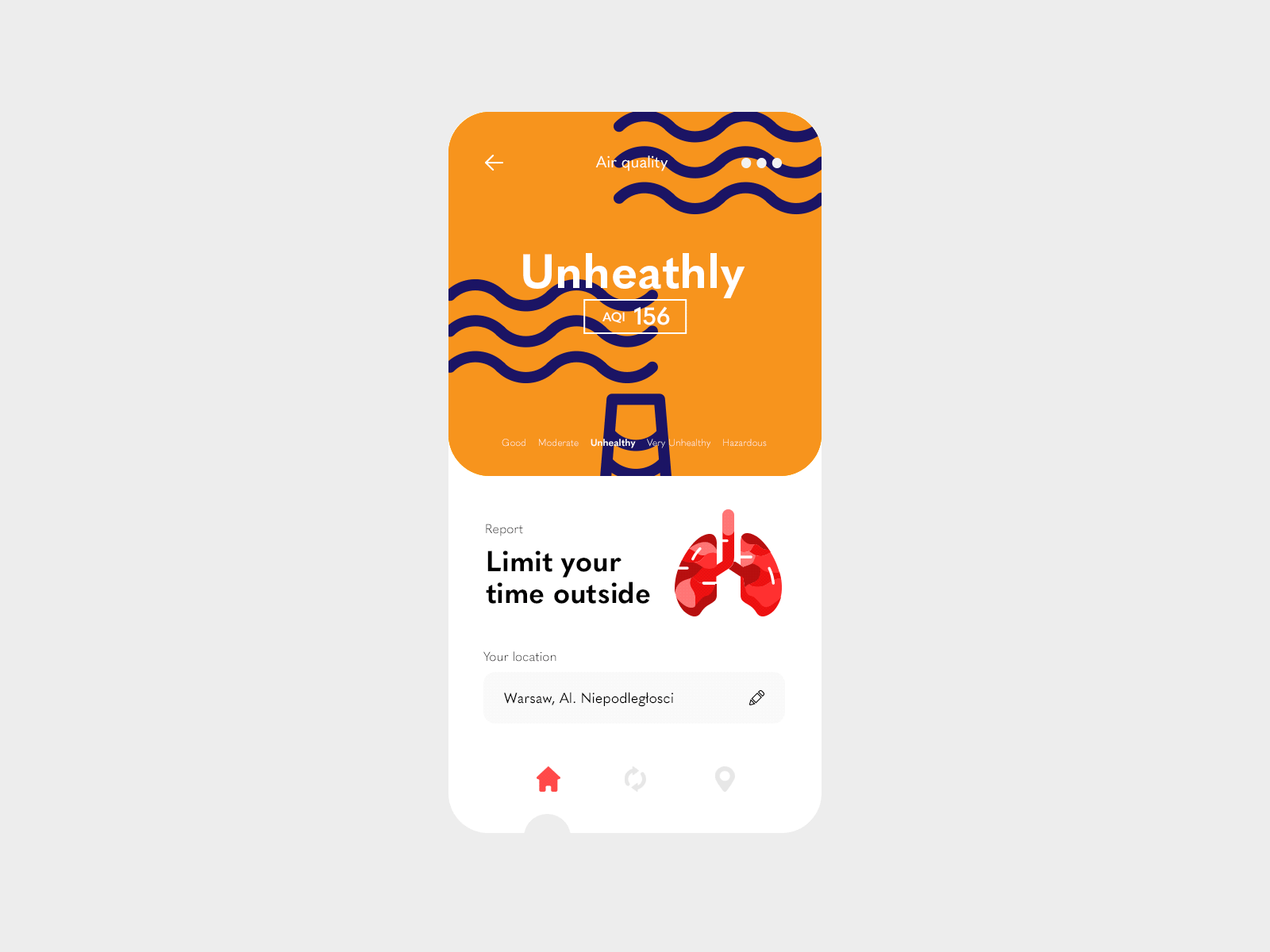 Air pollution animation app design gif illustration mobile ui