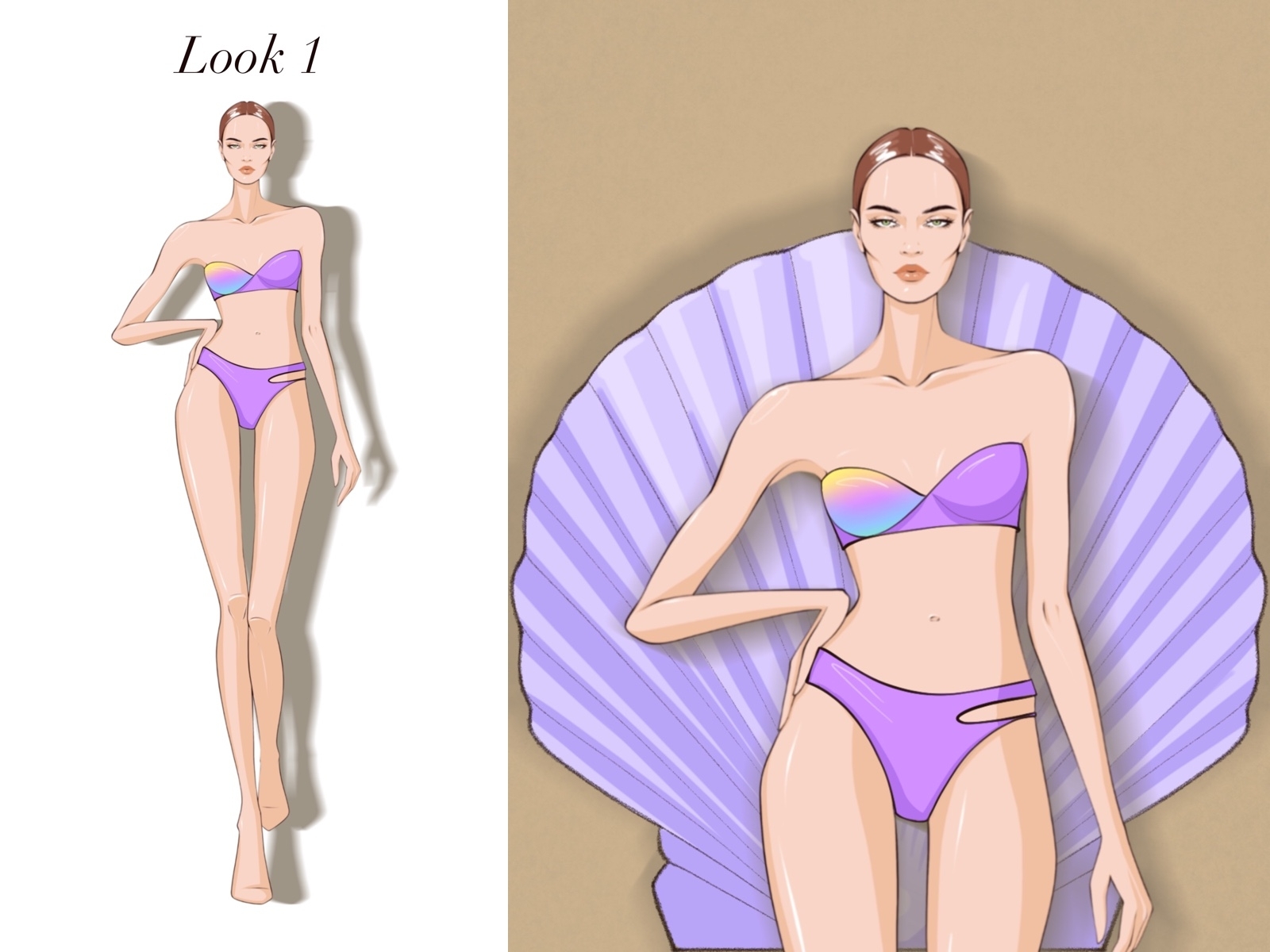 Ladies' swimsuit flat sketch, CAD template 25765576 Vector Art at Vecteezy