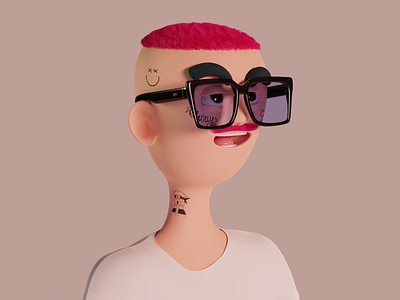 3D character 3d 3dart 3dcharacter blender blender3d character glasses hair head illustration modelling moustache skin t shirt tattoos