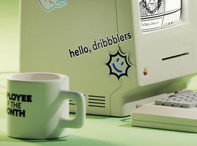 Stickers 3d 3dart apple blender blender3d computer cup cycles design illustration keyboard macintosh 3d mouse mug stickers