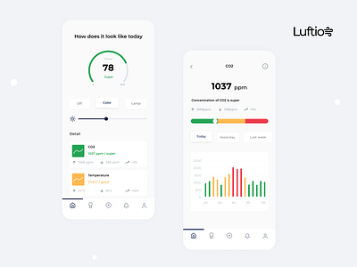 Luftio - mobile app for air quality design minimal modern ui