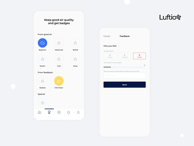 Luftio - mobile app for air quality app branding ui ux