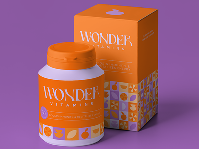 Wonder Vitamins - Packaging - Passion Project brand brand identity branding design graphic design illustration logo logo design logos packaging packaging design vector