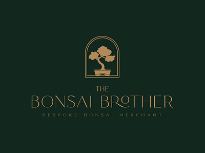 The Bonsai Brother - Logo Design bonsai bonsai branding bonsai logo bonsai tree brand identity branding design gold graphic design green illustration logo logo design logos vector