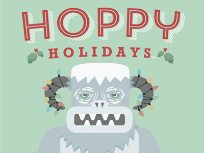 Hoppyholidays beer christmas holidays hoppy illustration label sasquatch yeti