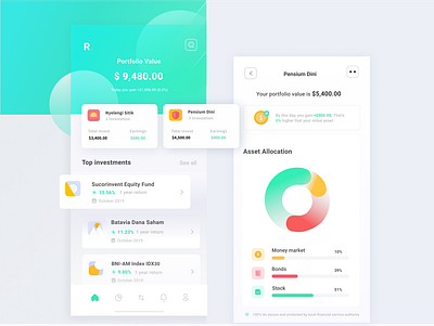 Rebound Investment app design gradient ui ux