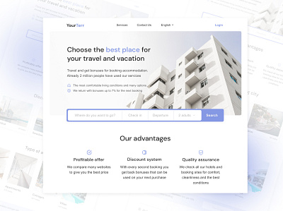 Accommodation booking service booking design gradient house minimal service ui ux web website