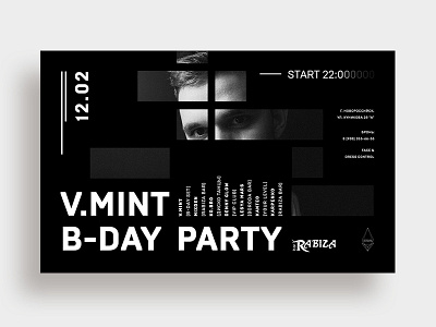 V.Mint B-Day Party black font graphic music poster typography white