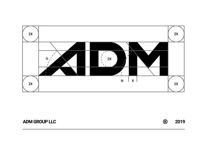 ADM Logo 2019 branding design grid grid logo logo mark trend typography vector white
