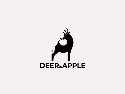 Deer & apple logo design apple black deer design icon illustration logo modern logo negative space professional logo smart logo vector