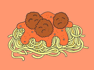 Spaghetti art food illustration meatballs pasta sauce spaghetti tomato sauce