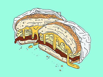 Bacon, Egg & Cheese art bacon breakfast breakfast sandwich cheese deli egg food illustration sandwich