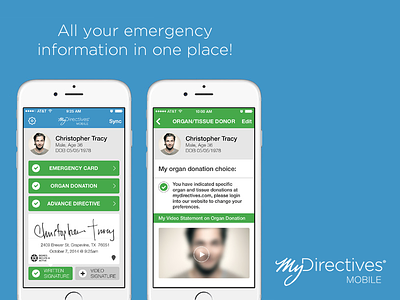 MyDirectives iOS App app chris says mobile with a long i dont look at our website flat ui health healthkit ios iphone mobile organ donation we made an app