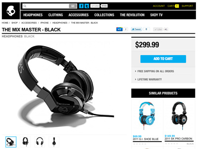 Skullcandy Product Detail button css3 ecommerce gallery header magneto navigation sales