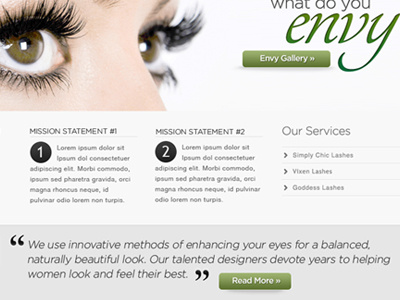 MyLashEnvy.com css3 eye lashes html5 layout web design women