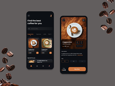 Coffee Shop App (Dark Mode) branding