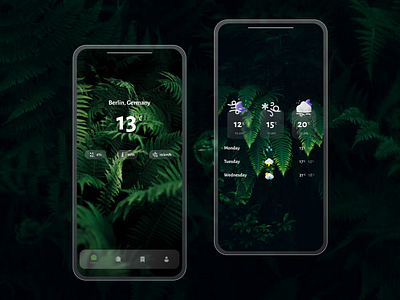 Weather Apps 3d animation app branding design graphic design green illustration leaves lockscreen logo mobile motion graphics nature ui ux vector weather