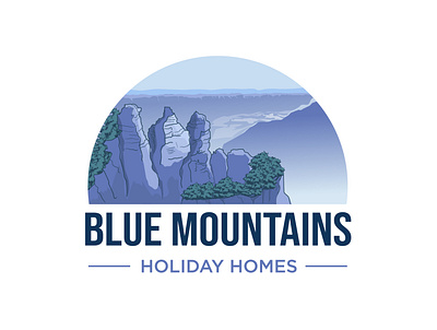 Blue Mountains Holiday Homes adventure blue mountains design holidays hotel illustration logo mountain logo mountains vector