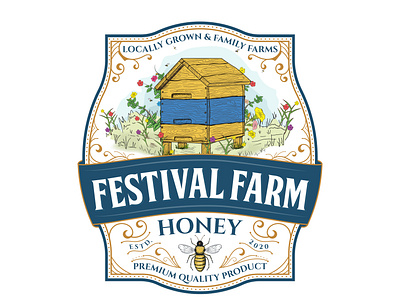 Festival Farm Honey Emblem Logo