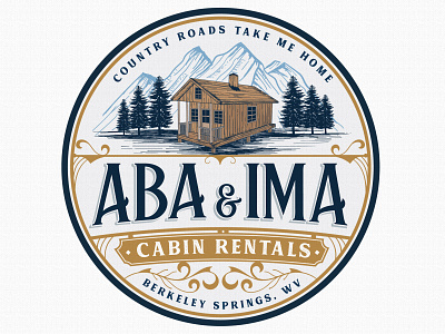 ABA & IMA Cabin Rental Logo adventure artwork cabin classic emblem logo illustration logo mountain logo rental retro design vintage logo