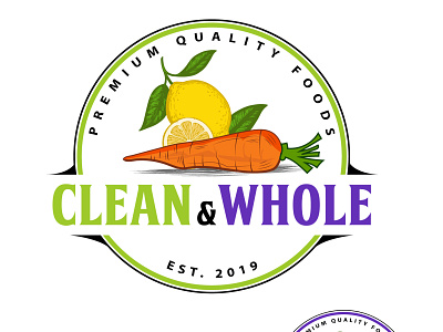 Clean & Whole Logo artwork classic design emblem logo farm logo vegetable logo vintage logo