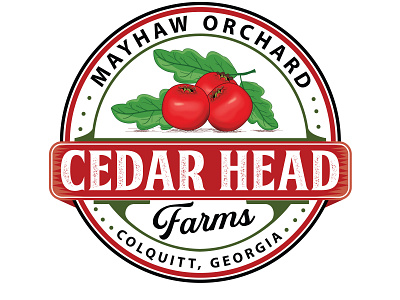 Cedar Head Farms artwork branding emblem logo farm fruit illustration logo vector vintage logo