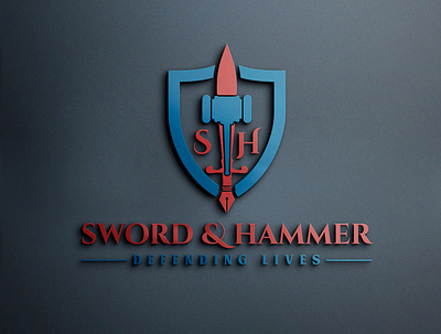 Sword & Hammer Logo abstract classic emblem logo hammer illustration logo shield sword vector