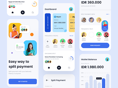 Bayarin - Split Payment App app bill blue clean colorful design flat graphic design mobile modern payment split split bill ui