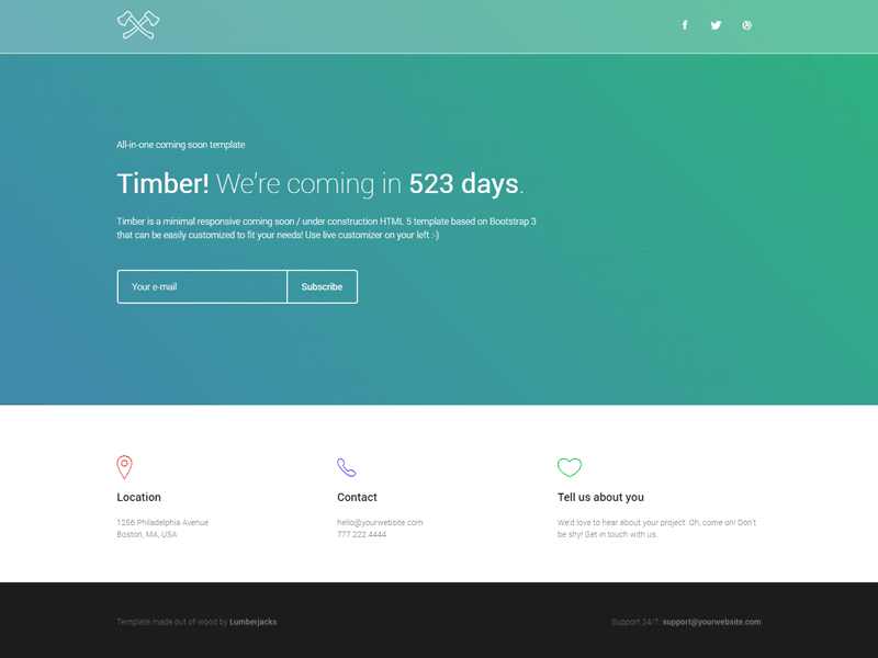 Timber - Responsive Coming Soon Template