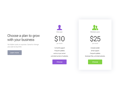 Pricing table / Campfire - Responsive Landing Page Template