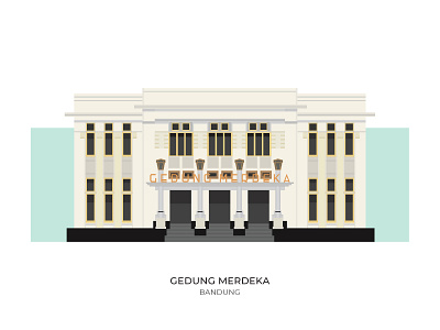 The Historical of Gedung Merdeka bandung building city gedung merdeka history illustration landmark town west java