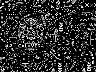 Calavera Food Truck brand identity branding burrito design womb food food truck logo mexican pattern rhode island skull taco